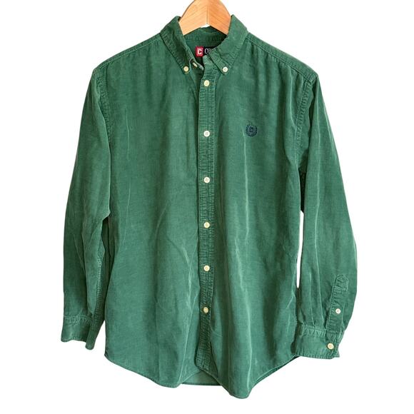 Vintage Chaps Ralph Lauren Green Corduroy Button Down Shirt Boys 18/20 - Picture 3 of 9